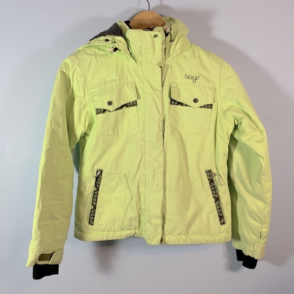 ORAGE girls size 10 mint green ski coat warm winter Y2K